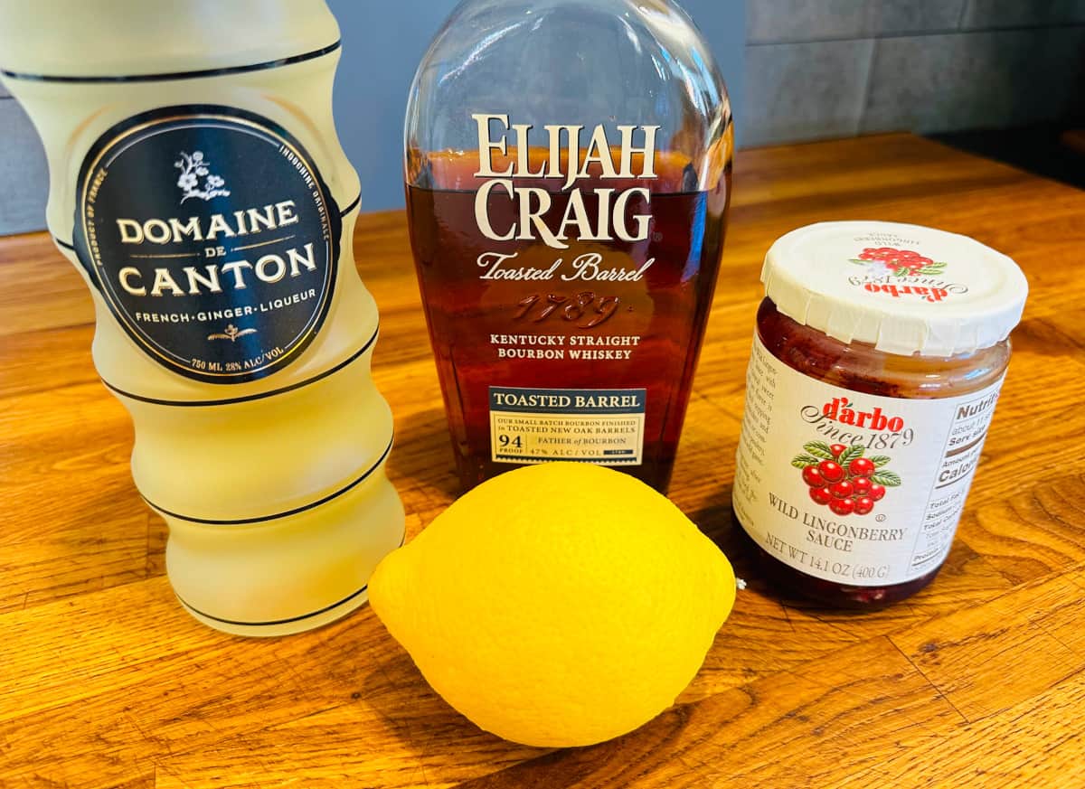 Ingredients for a wild Kentucky buck cocktail.