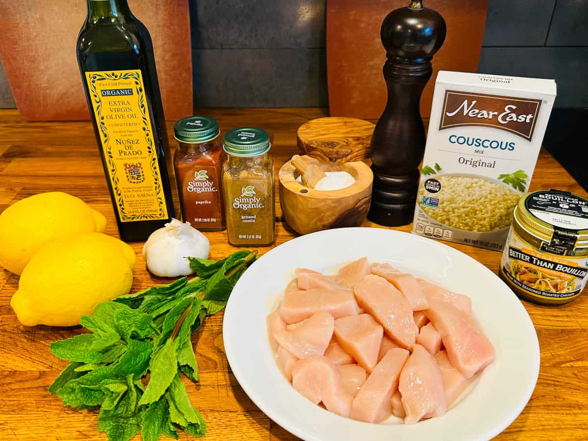 Ingredients for lemon cumin chicken.