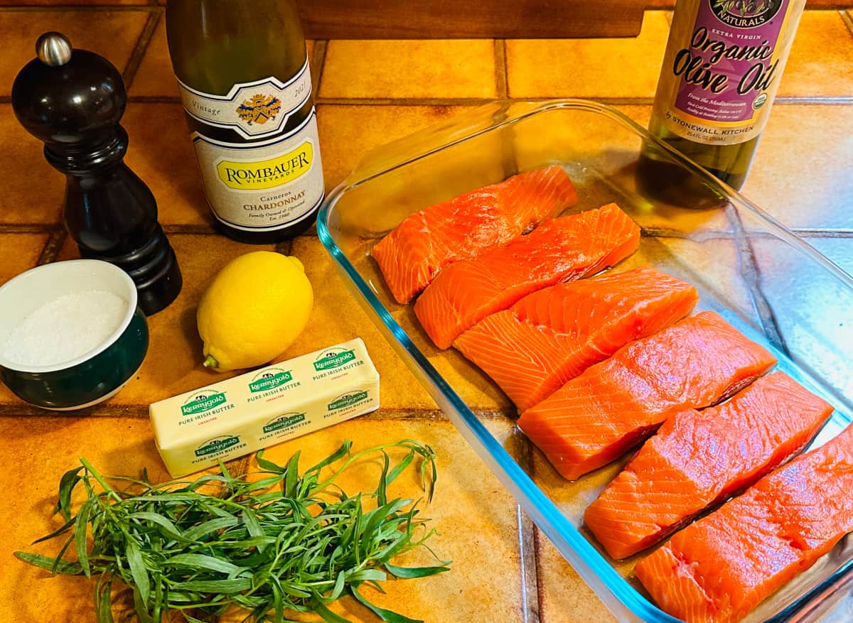 Ingredients for tarragon salmon.