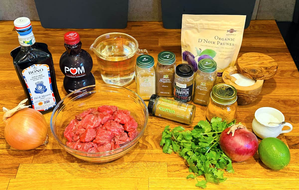 Ingredients for lamb tagine.