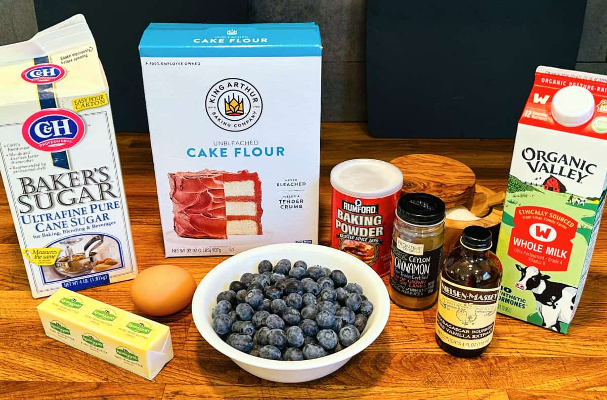 Ingredients for blueberry buckle.