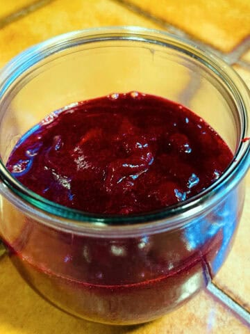 Lingonberry sauce in a jar.