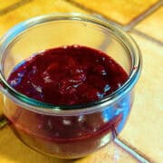 Lingonberry sauce in a jar.