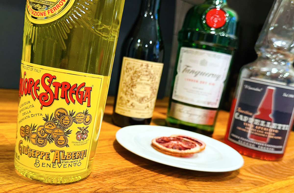 Ingredients for a Witches' Negroni.