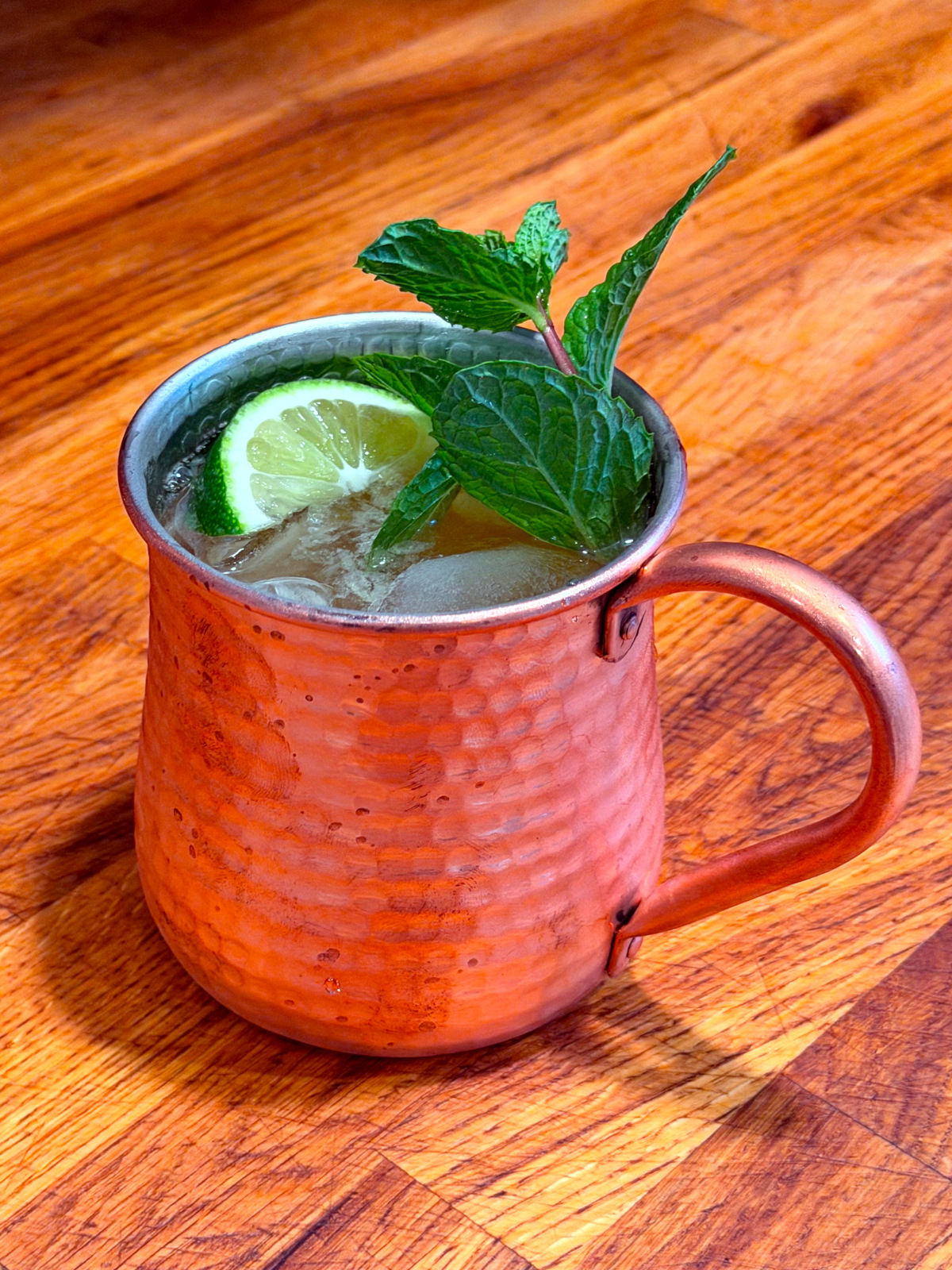 Irish mule served in a copper mug.