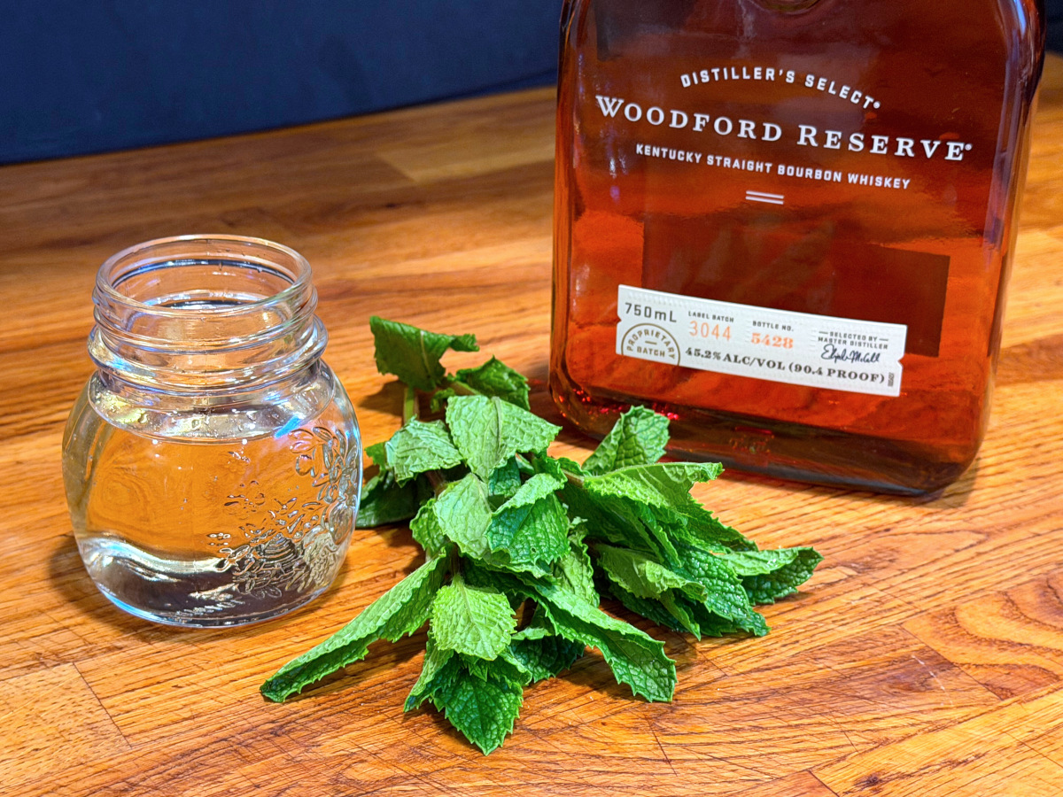 Ingredients for mint julep.
